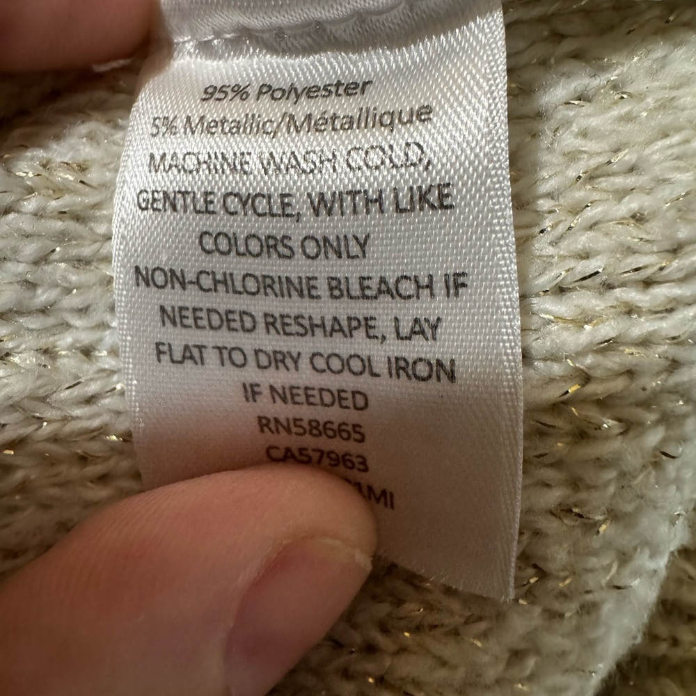 Halogen X Atlantic Pacific Chunky Cream and Gold Knit Sweater - Picture 5 of 6